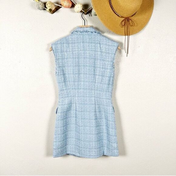 Anthropolgie Maeve Sleeveless Tweed Blazer Mini Dress Light Dress Size 8P - Picture 4 of 9